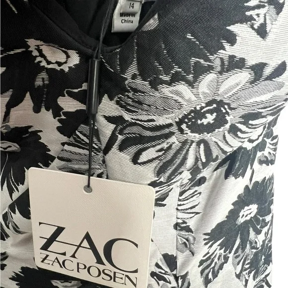 ZAC Zac Posen Black and White Floral High Low Dress - Picture 2 of 7